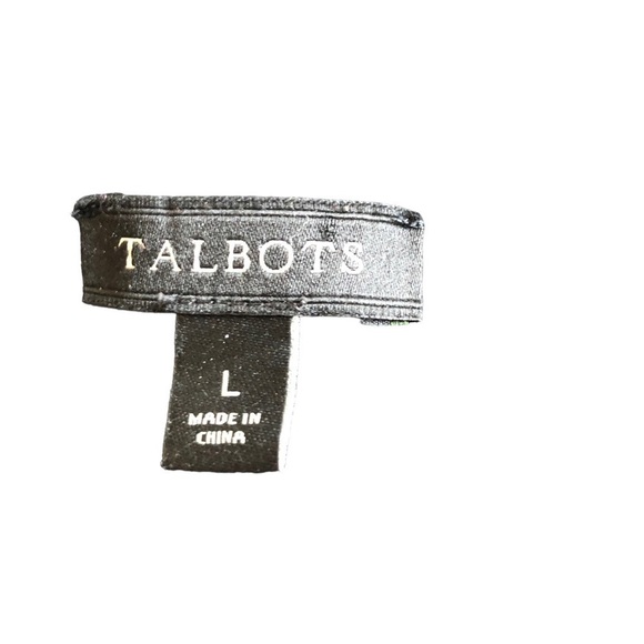 Talbots Scallop Hems Cotton Modal VNeck Popover Top Women L Black - Picture 7 of 9